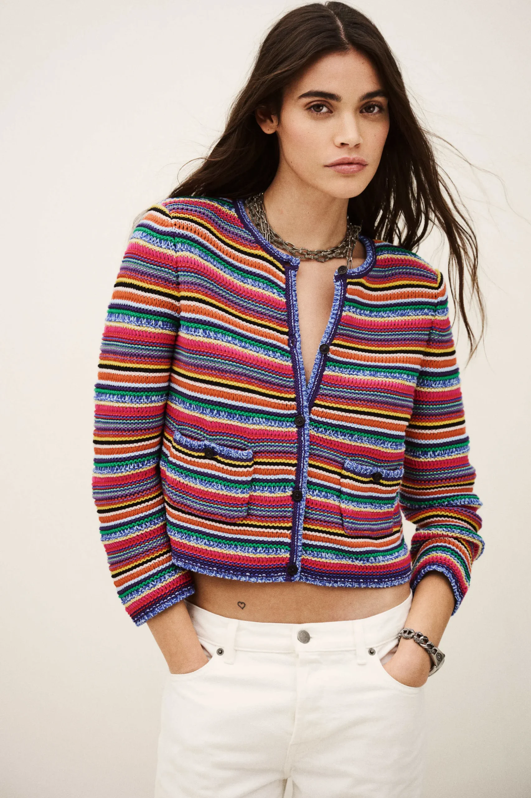 FANNY round striped cardigan