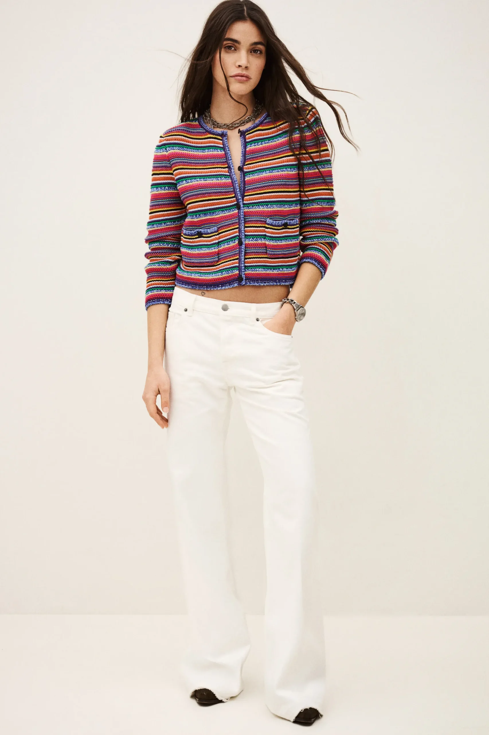 FANNY round striped cardigan