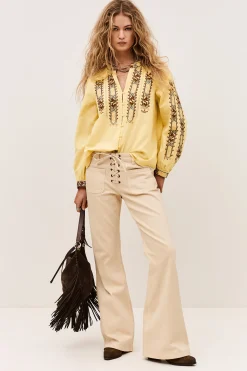 FAUSTINA embroidered blouse, sleeves