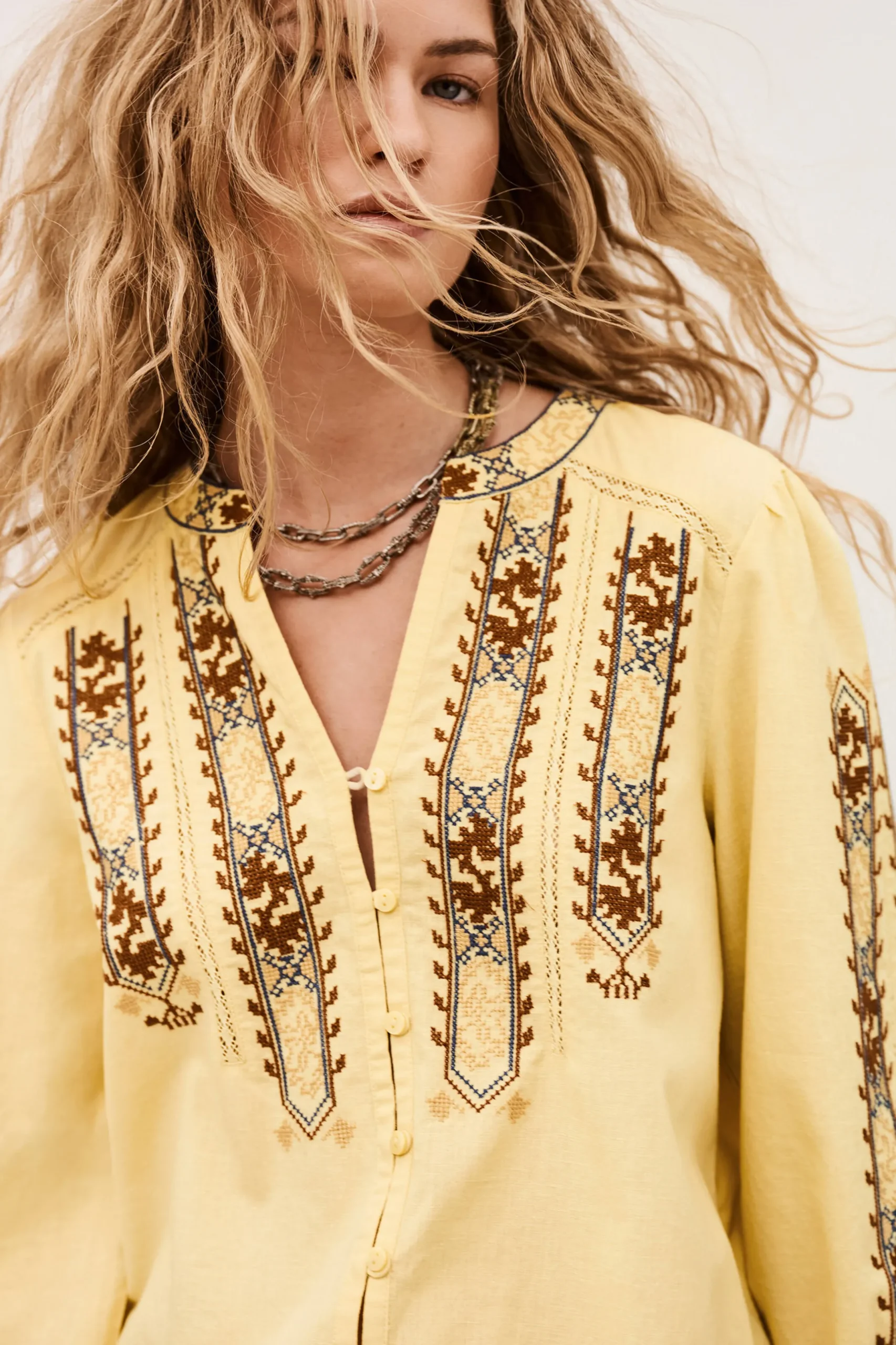 FAUSTINA embroidered blouse, sleeves