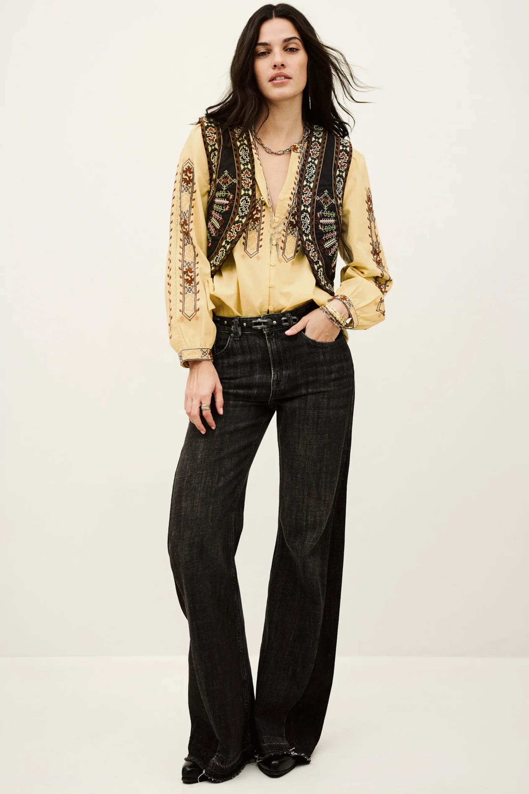 FOSCA cropped embroidered cardigan