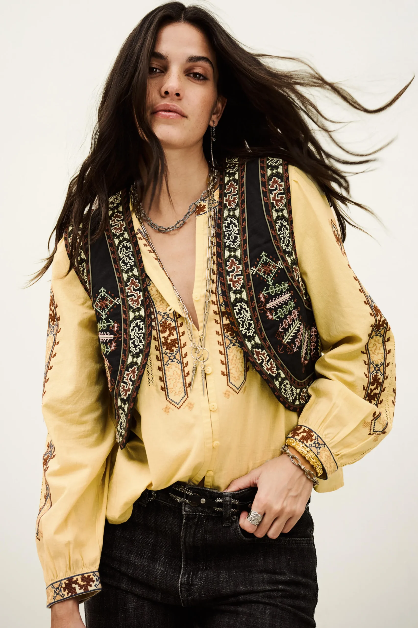 FOSCA cropped embroidered cardigan