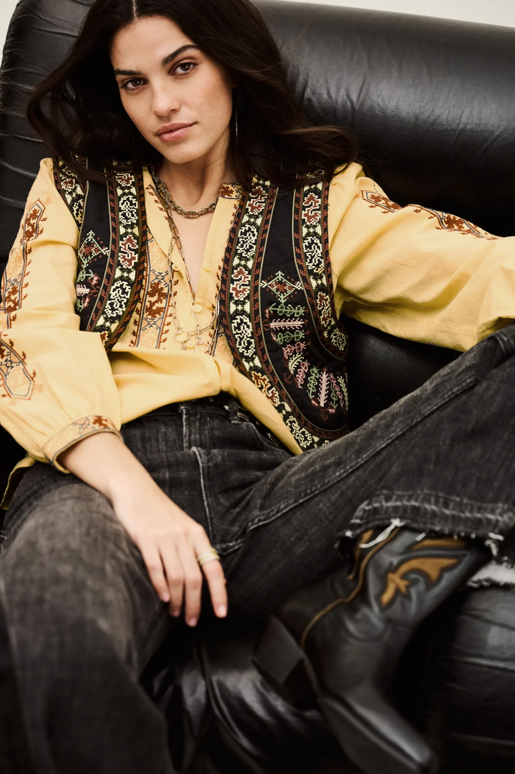 FOSCA cropped embroidered cardigan
