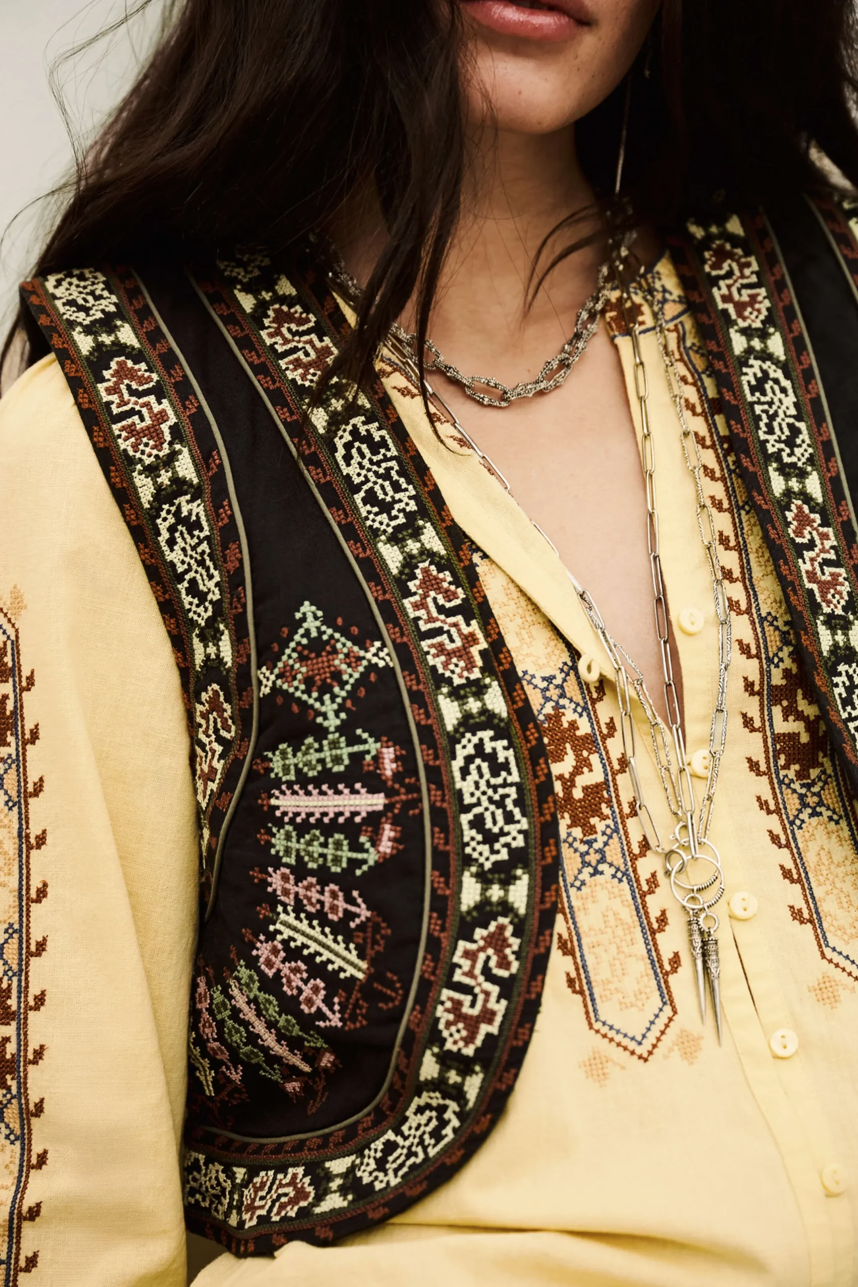 FOSCA cropped embroidered cardigan