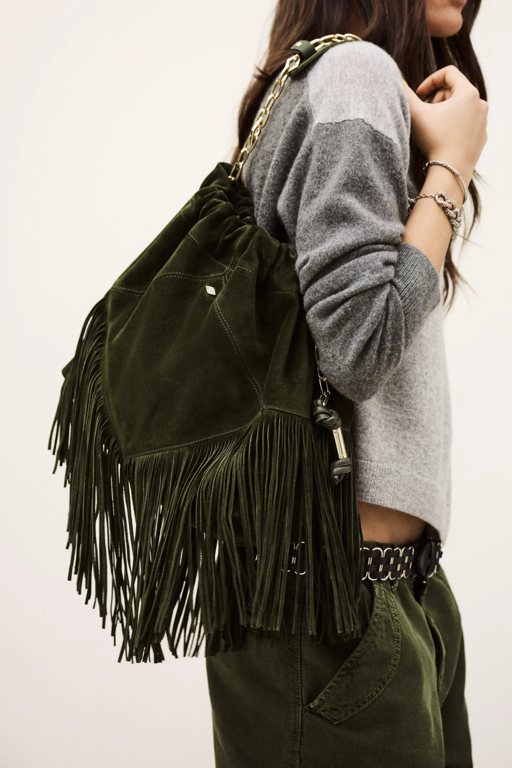 JUNE fringed suede bag