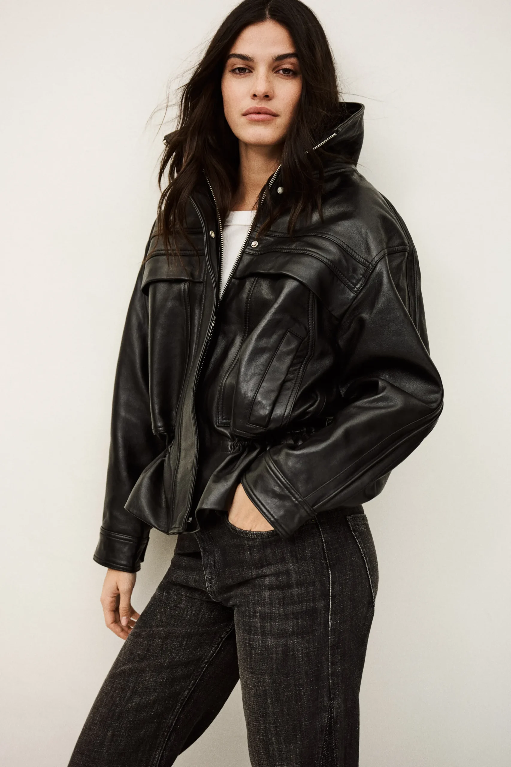 KASSIA oversize leather jacket