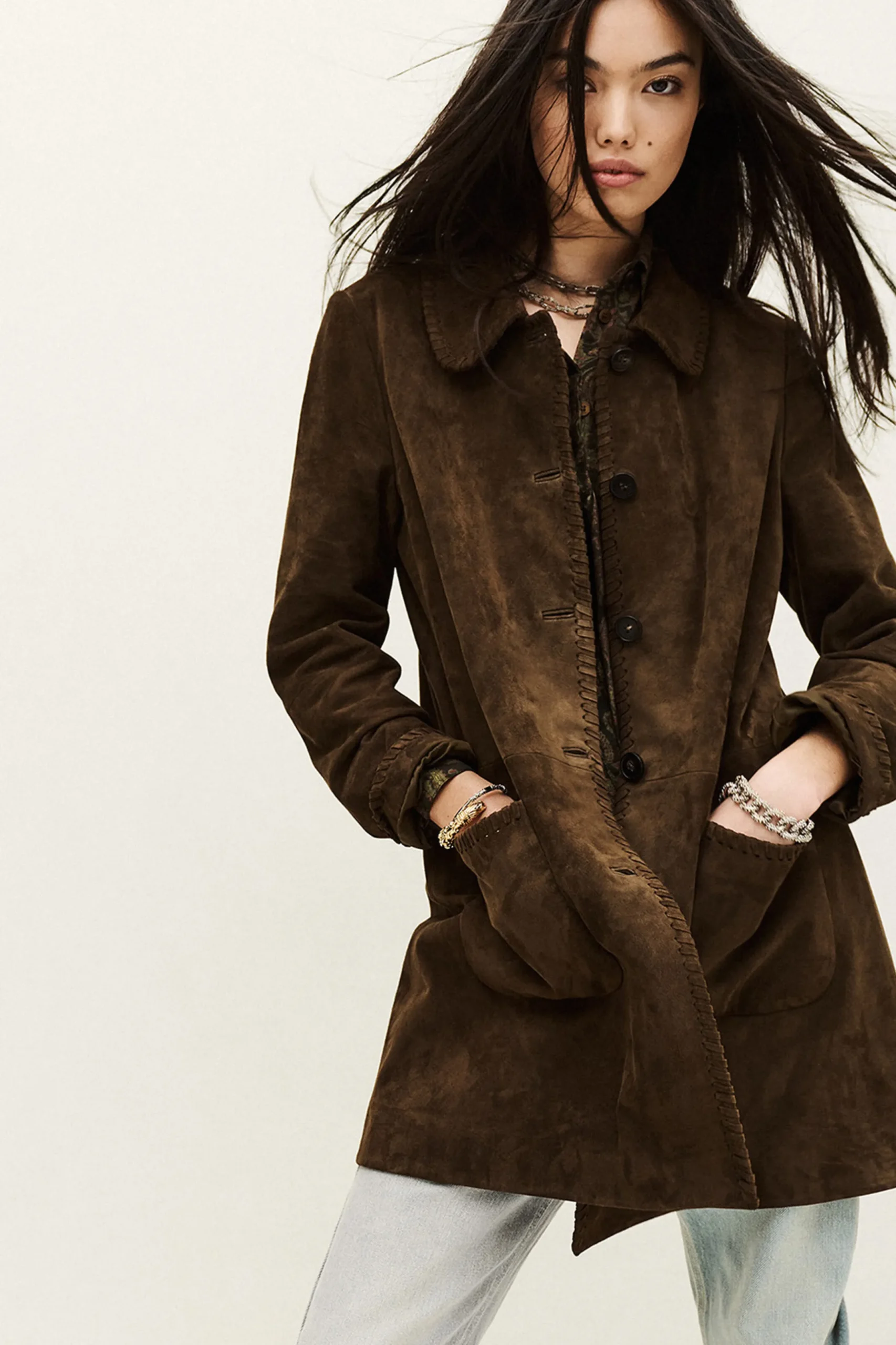MAENA long suede coat