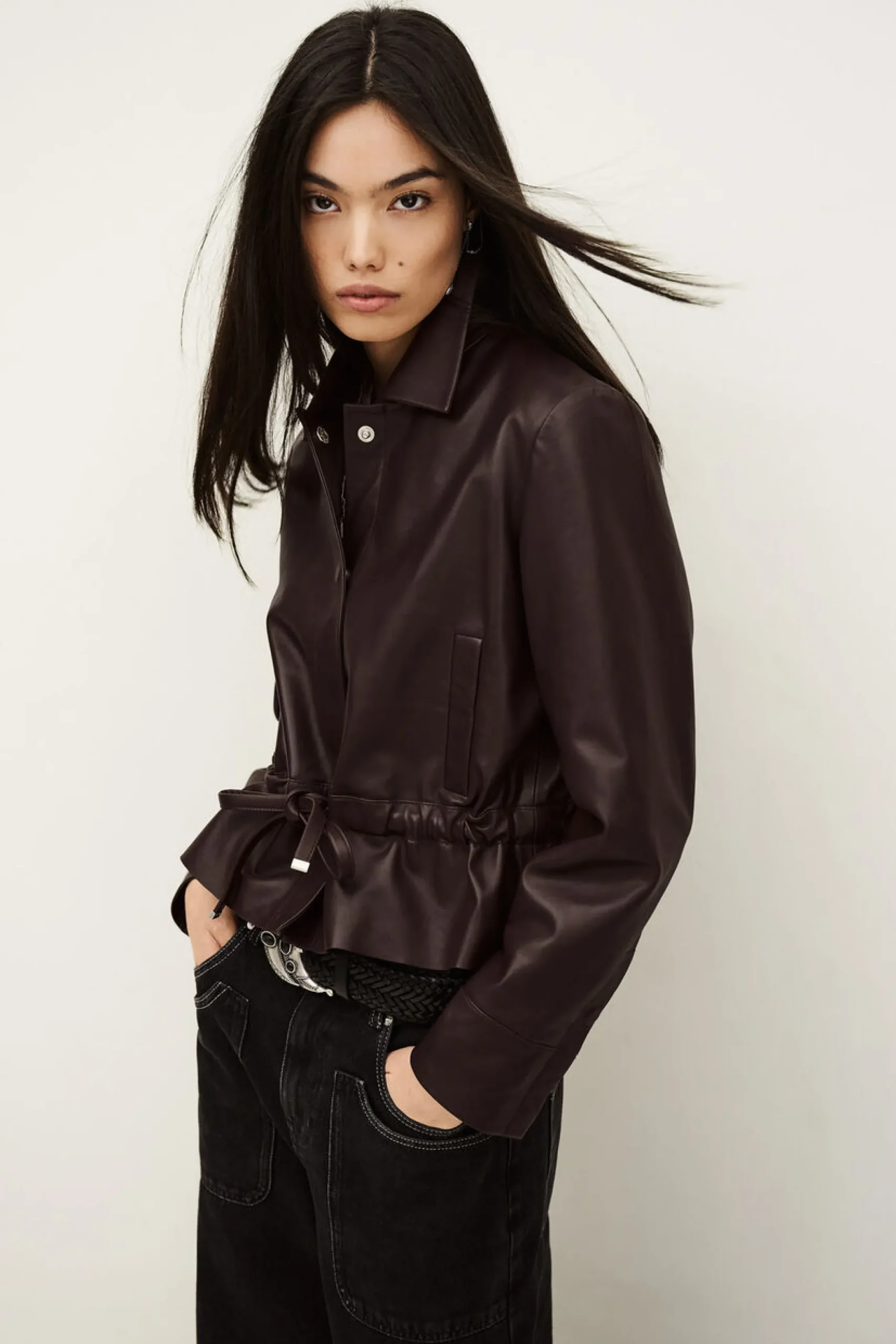 MANITA cropped leather jacket