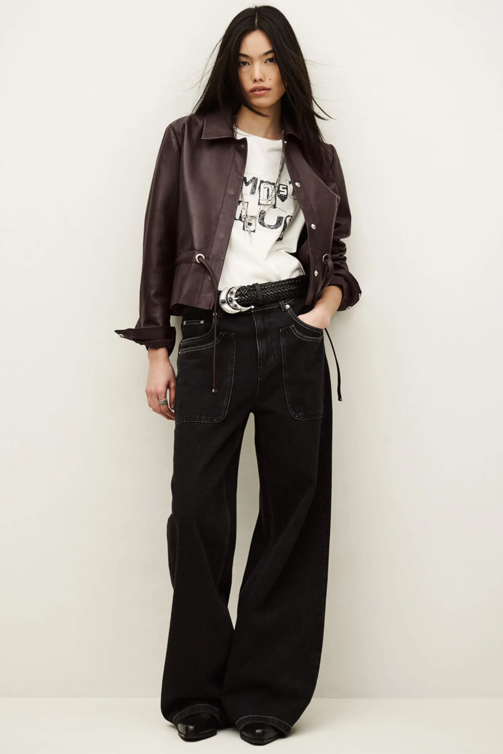 MANITA cropped leather jacket