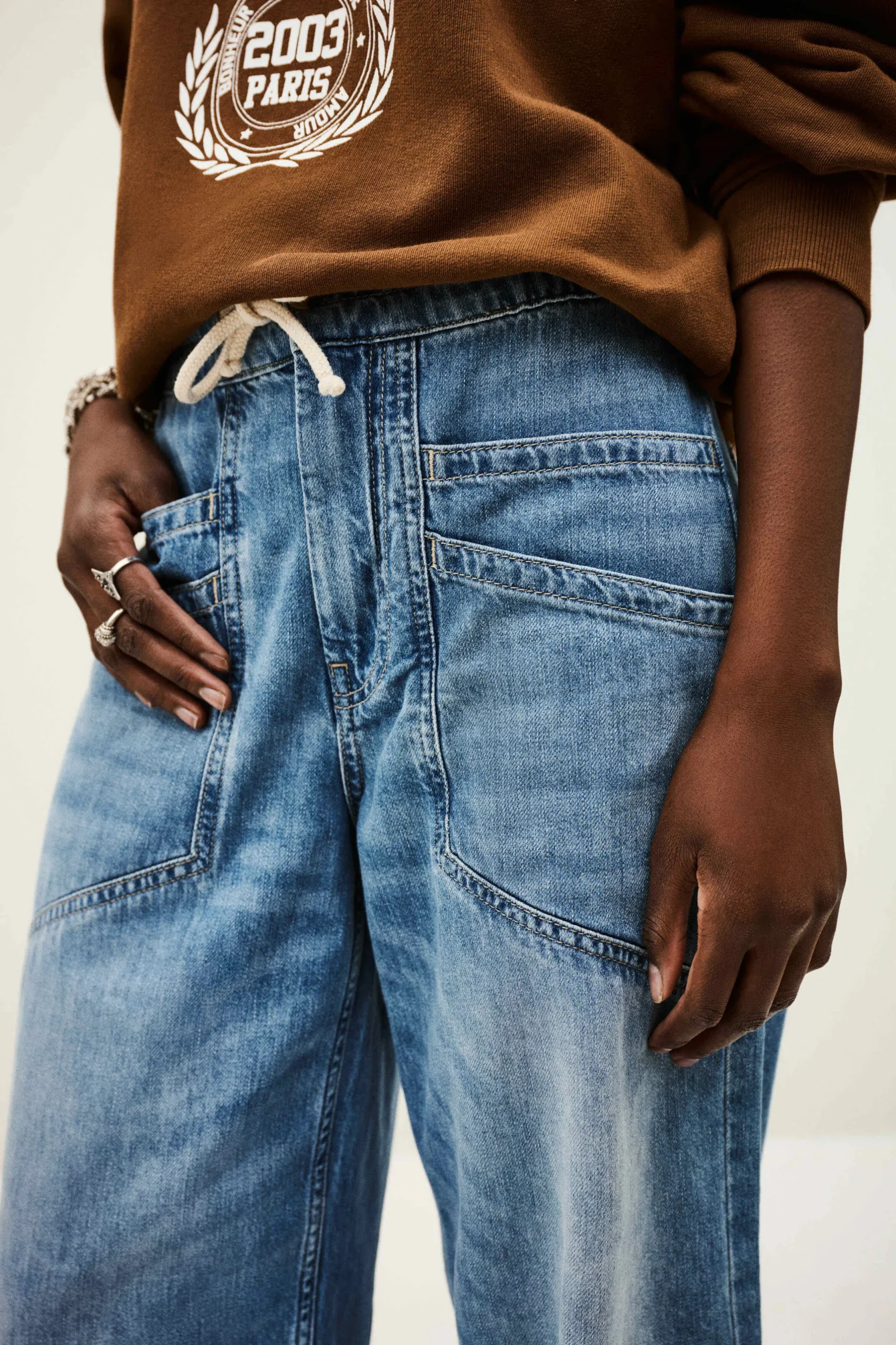MIMA elastic waist jeans
