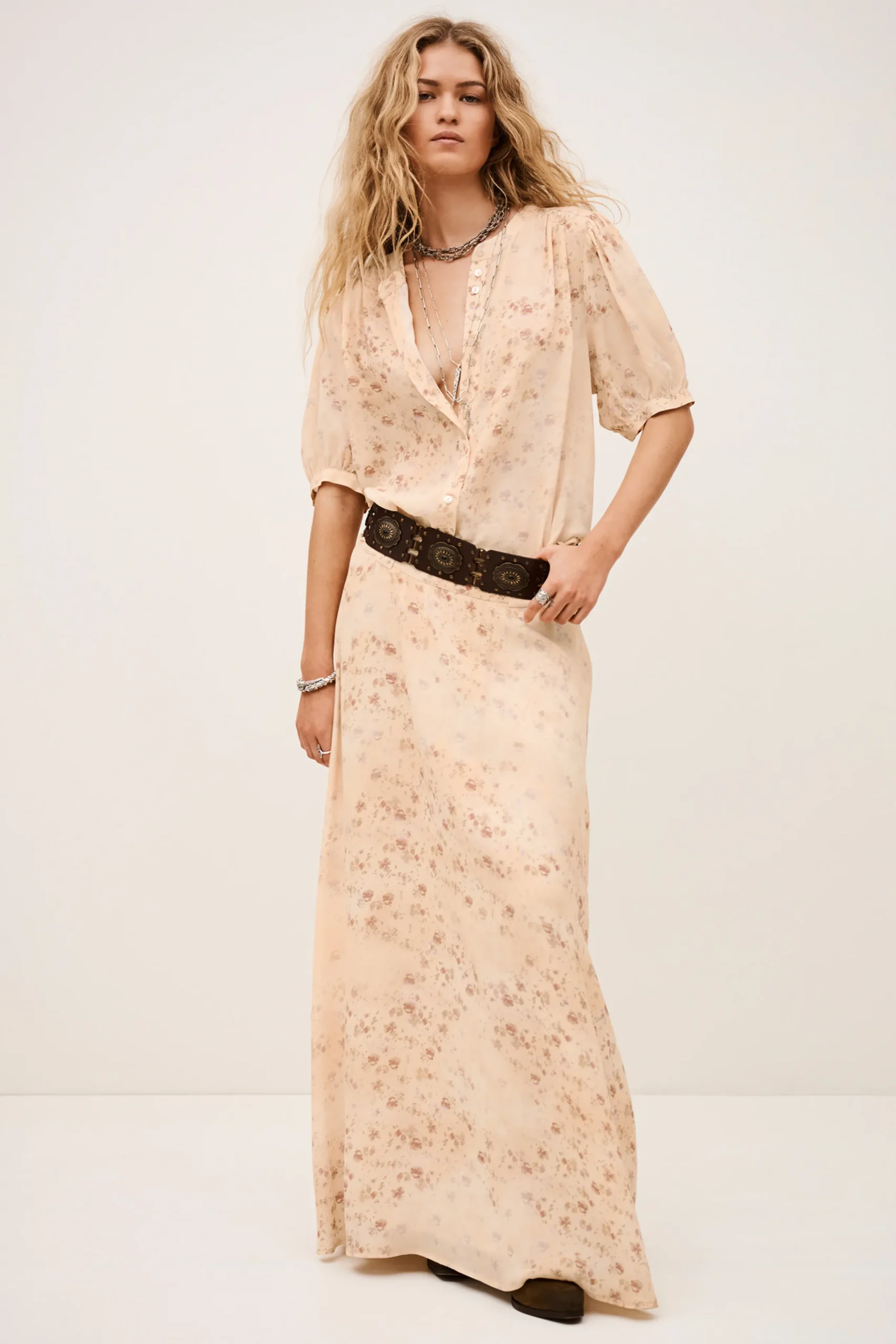 NATTALINA patterned maxi skirt