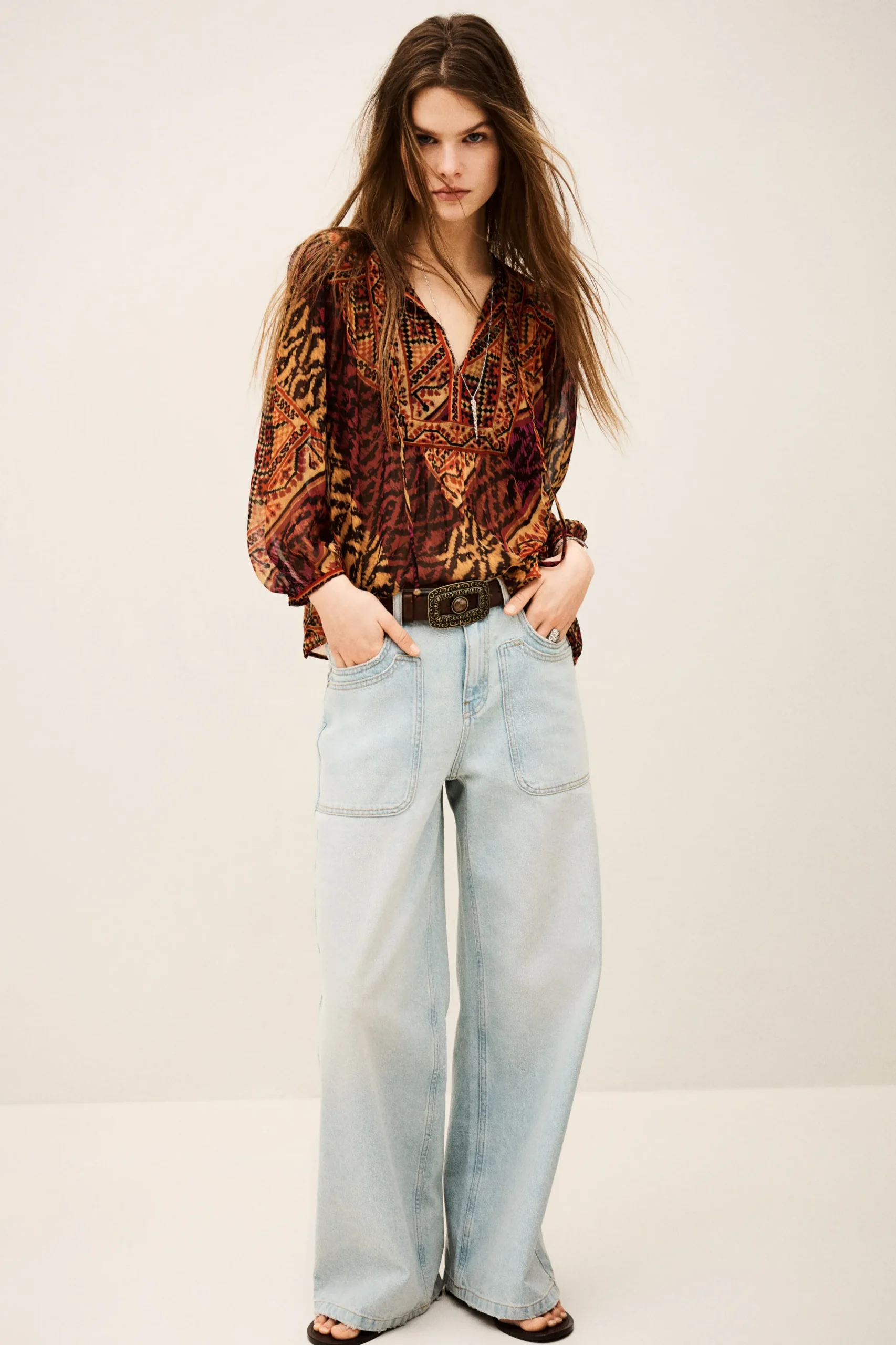 ODETTA patterned blouse, sleeves