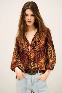 ODETTA patterned blouse, sleeves