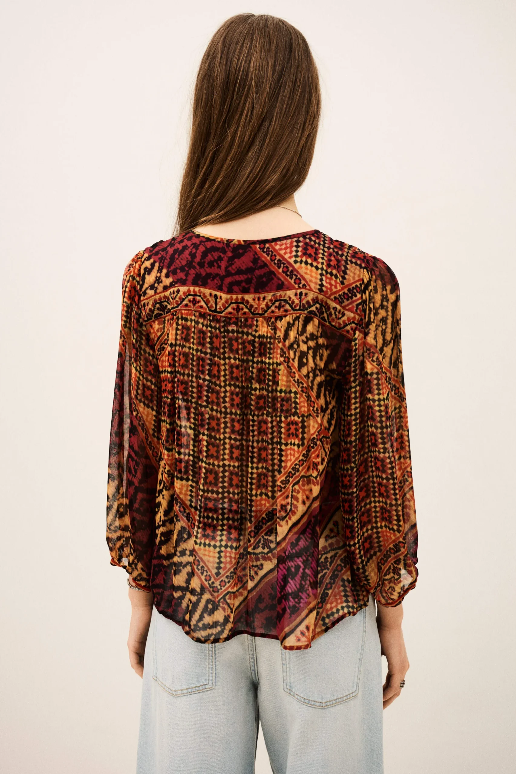 ODETTA patterned blouse, sleeves