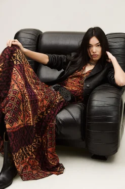 OLGIA patterned midi skirt