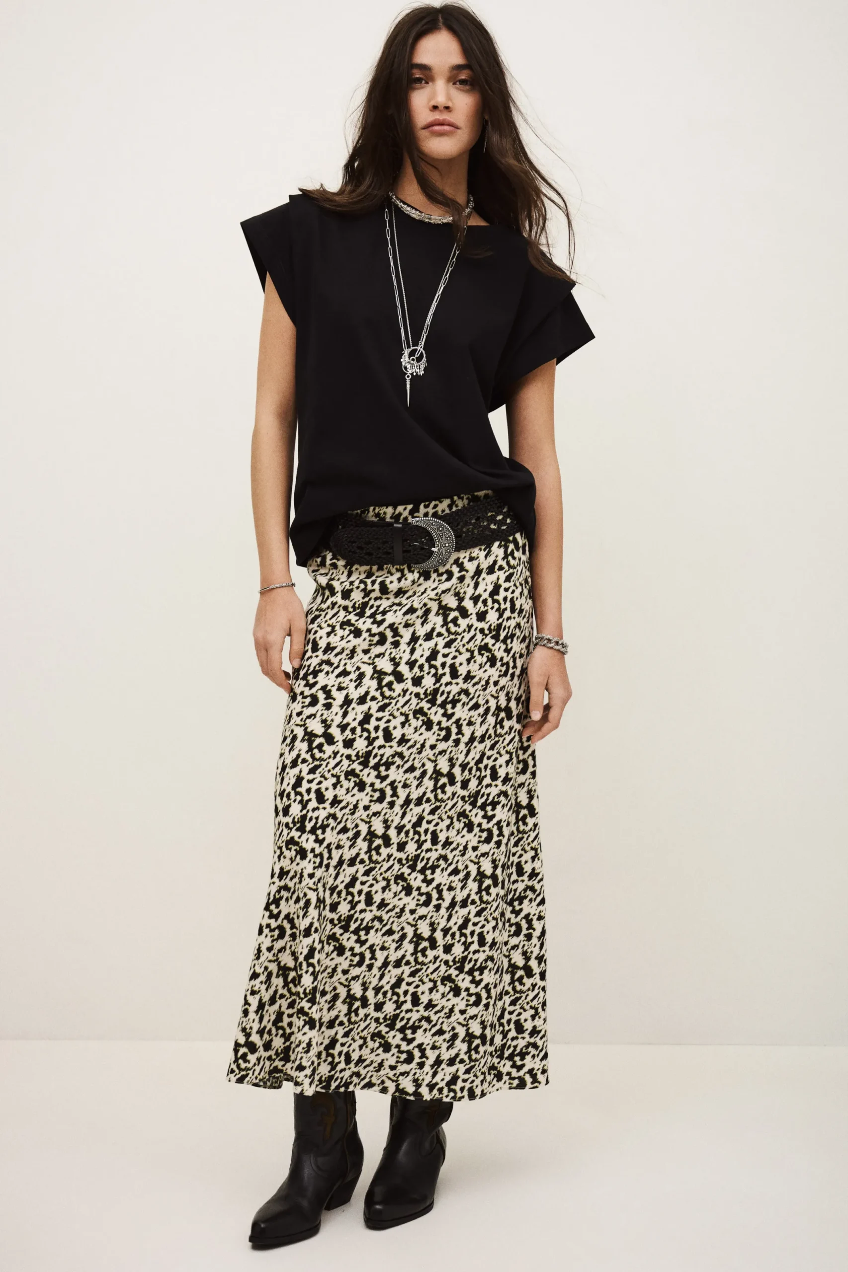 PAENA asymmetrical midi skirt