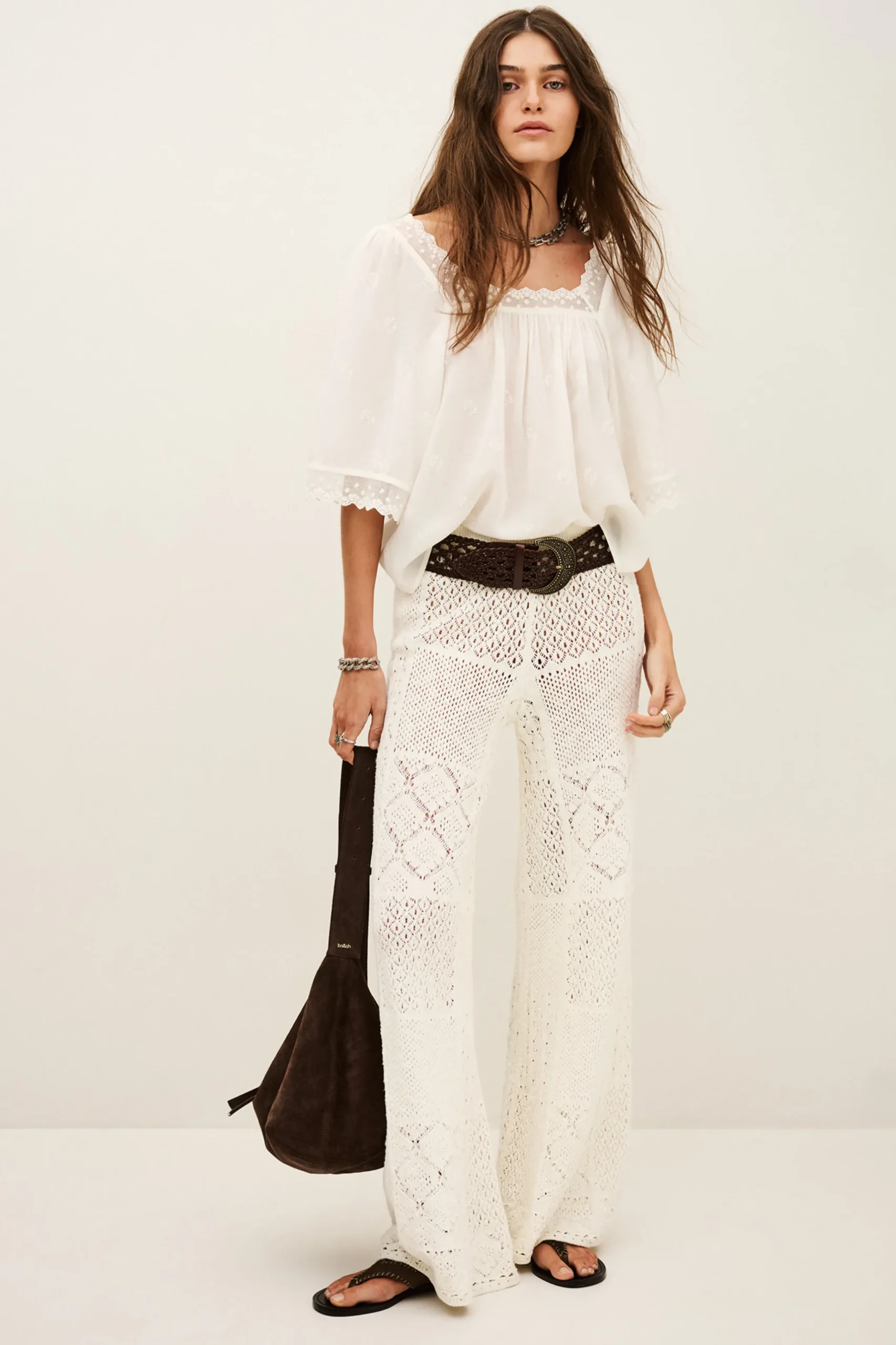 PARLY embroidered lace top
