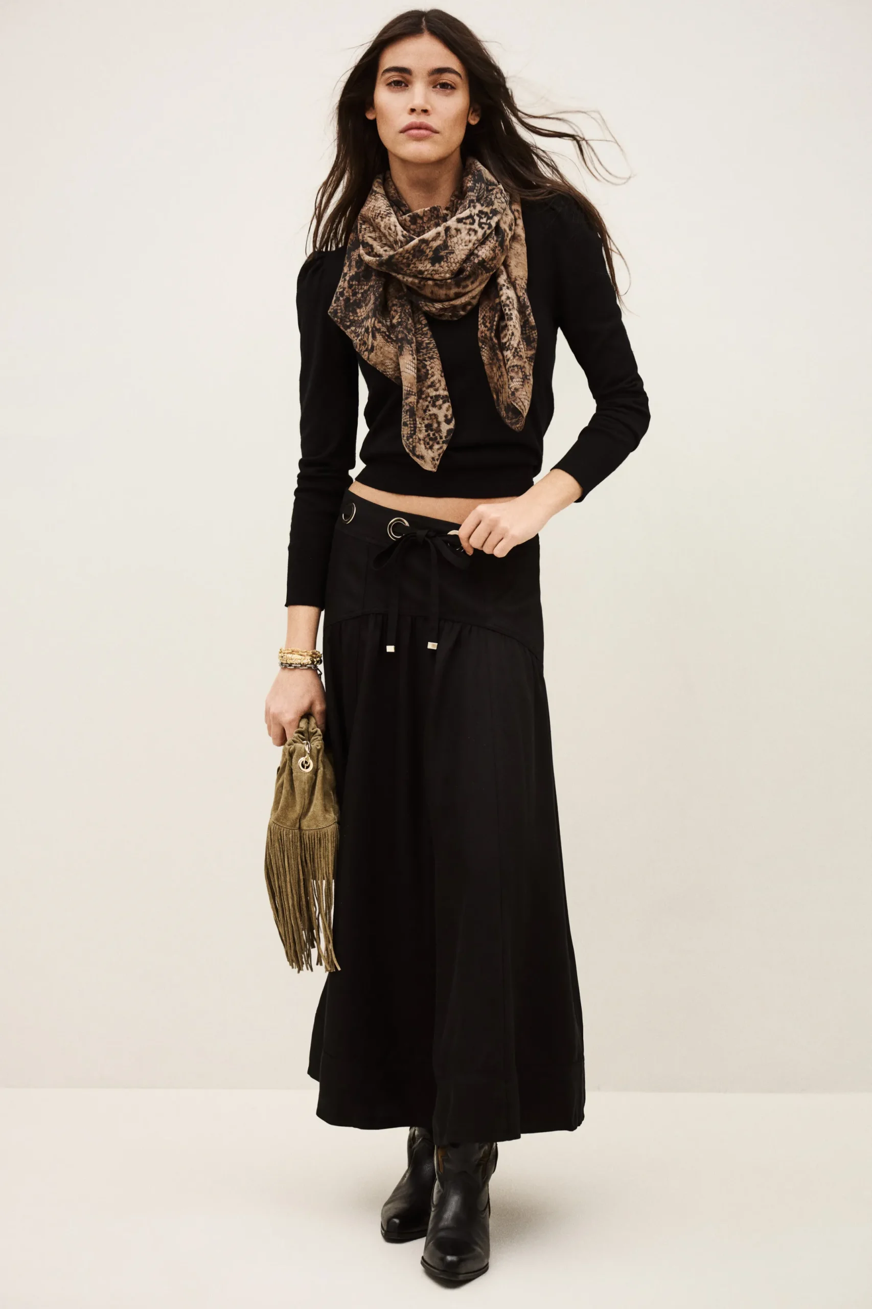 PONIA waisted midi skirt
