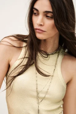 SHADEY ribbed lurex effect tank top