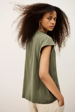 VERY top with ruffled sleeves