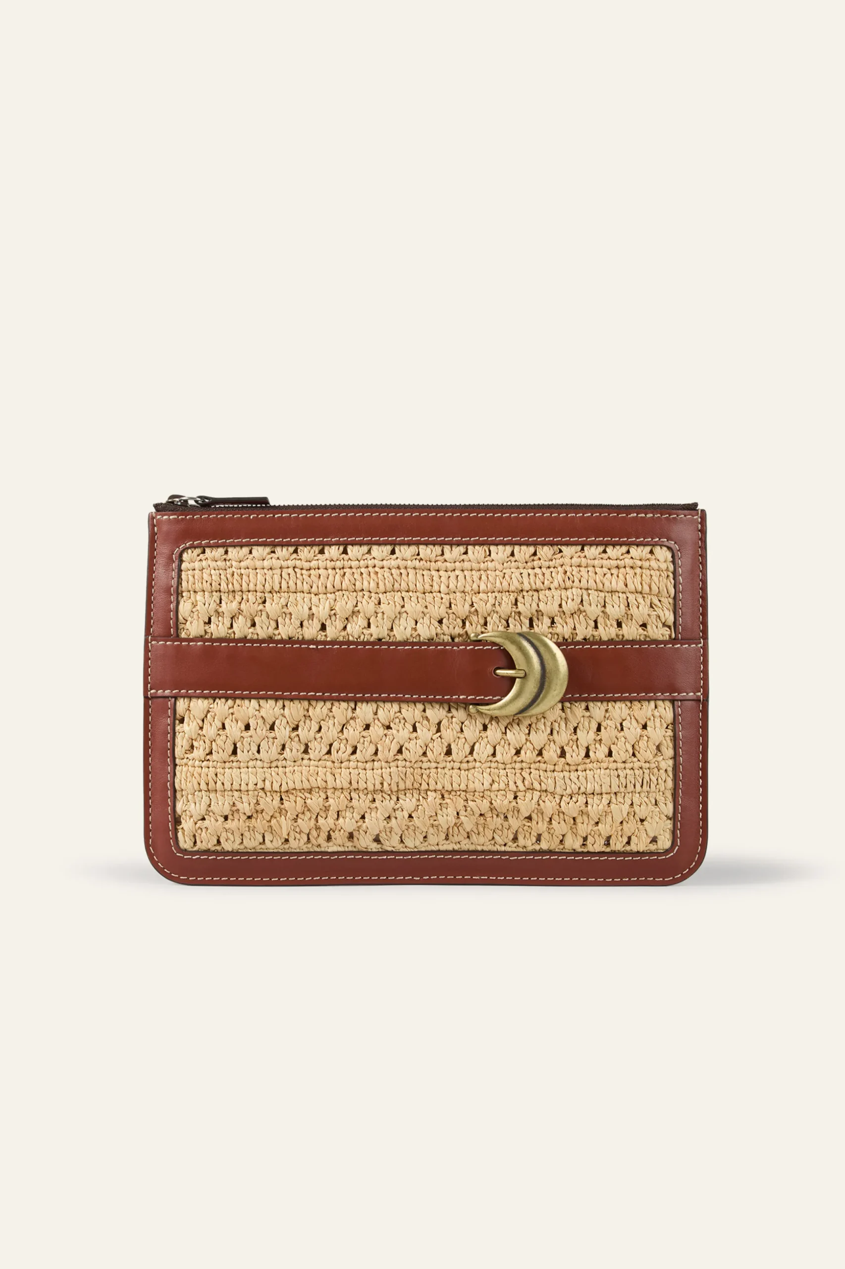 YOUYOU woven raffia clutch