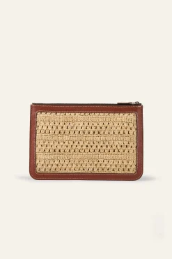 YOUYOU woven raffia clutch